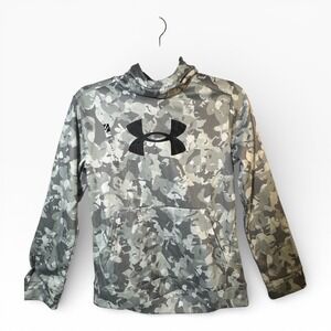 Under Armour Boys Camo Fleece Hoodie Gray Black Youth Large YLG Loose Fit NWT